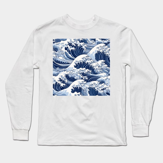 Ephemeral Crests: Hokusai Waves Reimagined Long Sleeve T-Shirt by star trek fanart and more